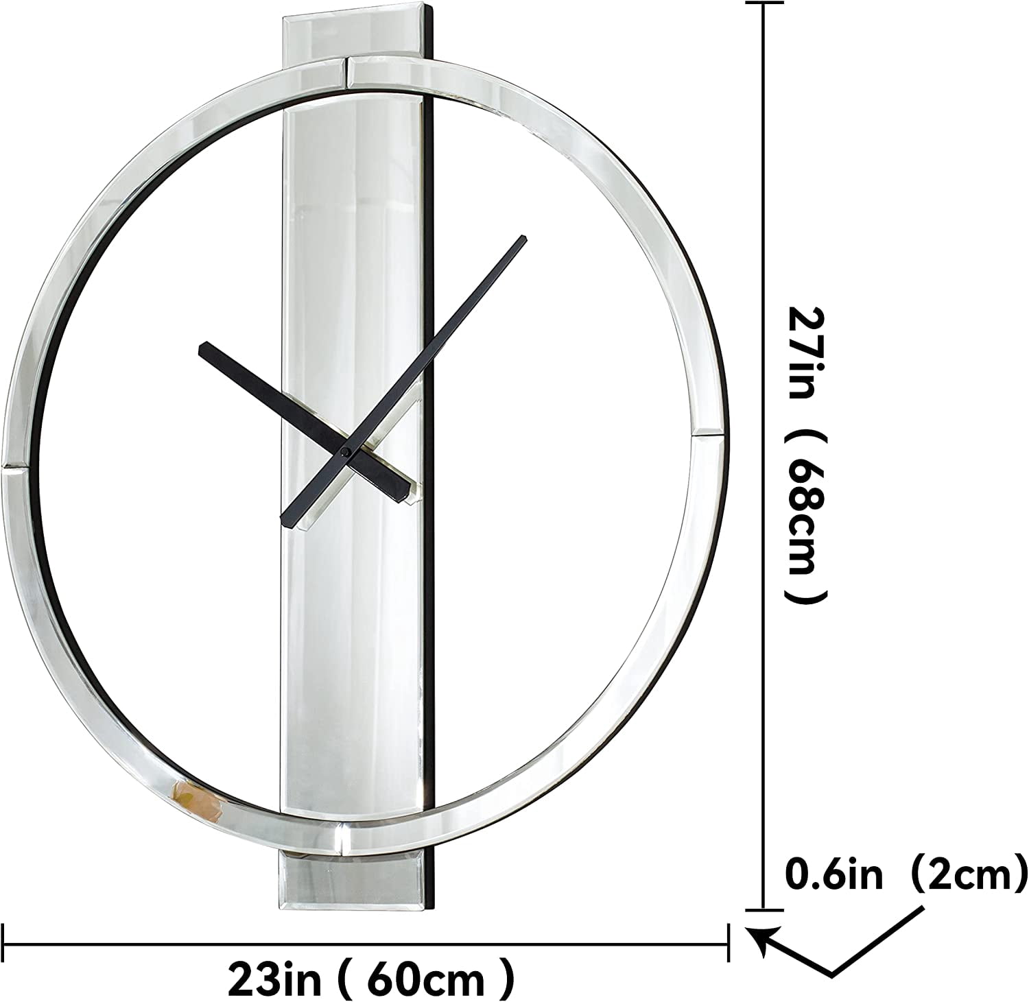 23" Wall Clock Decorative Large Clock for Living Room Decor Modern Mirror Clock Wall Decor for Office Bedroom Fireplace Decor