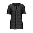 thumbnail image 3 of Otvok Womens Summer Tops Short Sleeve V-Neck Solid Casaul Jacquard T-Shirt Blouses, 3 of 6