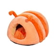thumbnail image 4 of Caterpillar Shape Cat Bed Anti Slip Bottom Dog Sleeping Bed for Puppy Rabbit Orange, 4 of 9