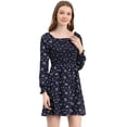 thumbnail image 1 of INSPIRE CHIC Robe Florale à Manches Longues à Encolure Carrée Froncée pour Femme, 1 of 6