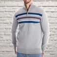 thumbnail image 2 of GigrtiJin Pull à Quart de Zip pour Hommes Manches Longues Col Montant Pull Rayé Mode Décontracté Confortable, 2 of 5