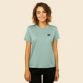 thumbnail image 3 of Dalix Butterfly Embroidered Cotton Relaxed Fit Short Sleeve Crewneck Tee Shirt Women in Dusty Blue XL X-Large, 3 of 5