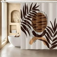 thumbnail image 2 of Mid Century Boho Shower Curtain 36x72 Inch Abstract Geometric Brown Plant Leaves Sun Modern Minimalist Shower Curtain for Bathroom Decoration with Hooks Waterproof Polyester Fabric, 2 of 6