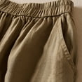 thumbnail image 4 of LbsKUS Cropped Wide Leg Pants for Women Cotton Linen Culottes Pants Fashion Elastic High Waist Flowy Palazzo Capri Pants with Pockets，Khaki，M, 4 of 6