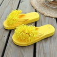 thumbnail image 2 of BRICH Flip Flops for Women Flower Dressy Wedges Platform Flat Sandals Open Toe Summer Beach Slides Comfortable Outdoor Boho Shoes Yellow 9.5, 2 of 8