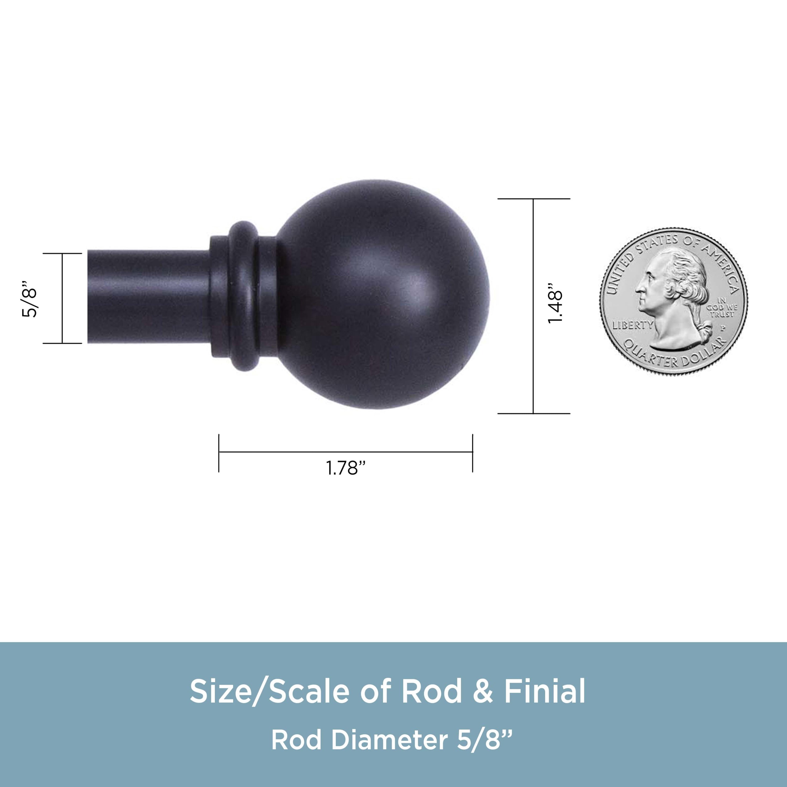 Chelsea 48-86 in. Decorative Curtain Rod & Holdback Set, 5/8 in. Diameter