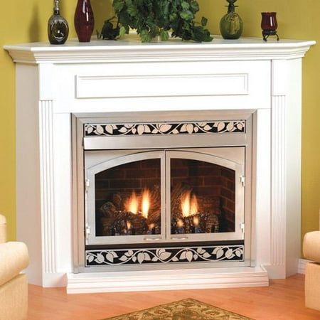 - Standard Corner Cabinet Mantel EMC22W with Base - White