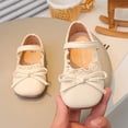 thumbnail image 6 of Viluyesy Girls' Dress Flats - Big Kids Spring Summer Leather Bow Shoes School Party Wedding Beige Size 9.5, 6 of 9