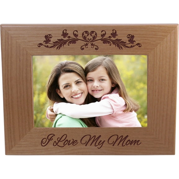 I Love My Mom 4-inch x 6-Inch Wood Picture Frame