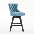 thumbnail image 6 of Tcbosik Swivel Bar Stools Set of 2, Mid-Century Modern Velvet Upholstered Bar Chair with Button Tufted Back, Counter Height Stool with Wood Legs for Kitchen Island, Dining Room, Light Blue, 6 of 11