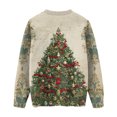 thumbnail image 4 of WTOBBY Women's Christmas Printed Knitted Sweater Top, Long Sleeve Round Neck Casual Pullover, Holiday Themed Yarn Sweater for Women,Light Gray S, 4 of 5