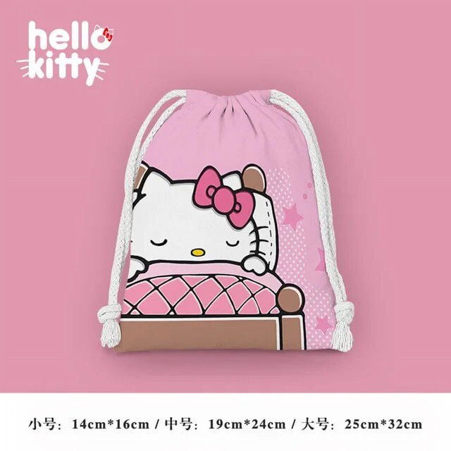 Pochacco Drawstring Pocket Storage Bag Cute Sanrio Cartoon Print Waterproof Ladies Girl Portable Folding Bag Drawstring Bag Gift