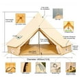 thumbnail image 4 of UNISTRENGH Bell Tent 4M Double Door Glamping Tent Cotton Canvas Tent Yurt Safari Waterproof, 4 of 5