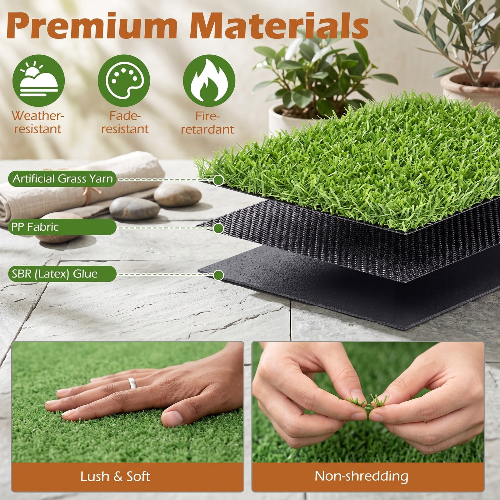 ALPULON 10 x 6.5 FT Artificial Turf Grass Rug, 65 sq.ft Realistic Synthetic Lawn Mat with Low 0.3 Inch Pile Height, Drainage Holes for Balcony Patio Yard Pet, Green
