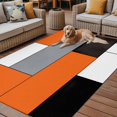 thumbnail image 2 of Fsddascl Burnt Orange Black Grey Outdoor Rug for Patio/Deck, Non-Slip Large Area Rug 6 x 9 Ft, Modern Irregular Geometric Abstract Indoor Outdoor Rugs Washable Area Rugs, Camping Rug Carpet, 2 of 5