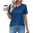 thumbnail image 6 of LYXSSBYX Summer Tops for Women Clearance under 5.00 Women's Short Sleeve Solid Color Basics Crewneck Casual Top Pullover T-Shirt, 6 of 9