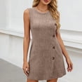 thumbnail image 2 of HVOBTTY Summer Women's Sleeveless Mini A-Line Dress Solid Color Round Neck Side Button Casual Daily Out Wear, 2 of 5
