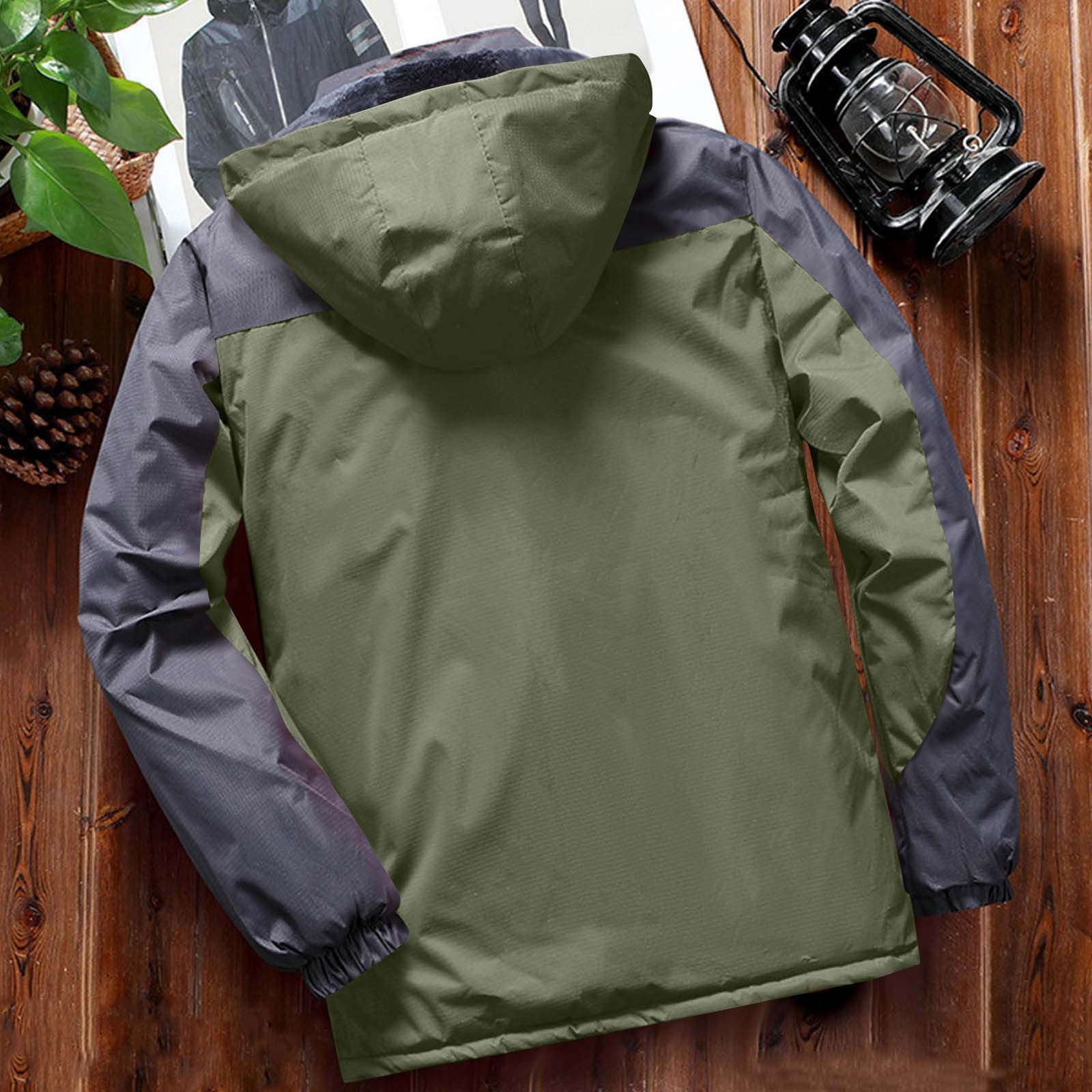 Wrtxtat Winter Skiing Jackets for Men Winter Thermal Heavyweight Windproof Water Ressistant Puffer Jackets with Pockets Long Sleeves Detachable Hood Coat Big and Tall Green XXXXL