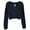 Navy, variant on PrettyGuide Women's Cropped Sweater Long Sleeve Eyelet Cable Lace Up Goth Crop Tops