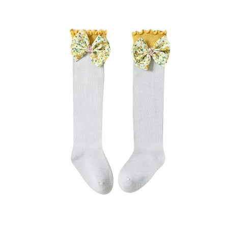 

QWERTYU Newborn Infant Toddler Baby Kids Children Child Girl Bow Breathable Cotton Knee High Socks Stockings Socks 0-3Y