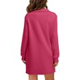 thumbnail image 5 of Up to 65% Off Women's Loose Dresses Women's Long Sleeved Lapel V-neck Sportswear Loose Solid Color Dress Hot Pink, L, 5 of 6