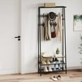 thumbnail image 5 of Coat Rack, Entryway Hall Tree with Shoe Storage  and 10 Hooks, Sturdy Metal Frame Hallway Organizer with Storage, Industrial Accent Furniture for Living Room Bedroom, 5 of 8