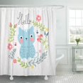 thumbnail image 1 of KSADK Cute Blue Cat Floral and Inscription Hello on Watercolor Shower Curtain Bathroom Curtain 60x72 inch, 1 of 1