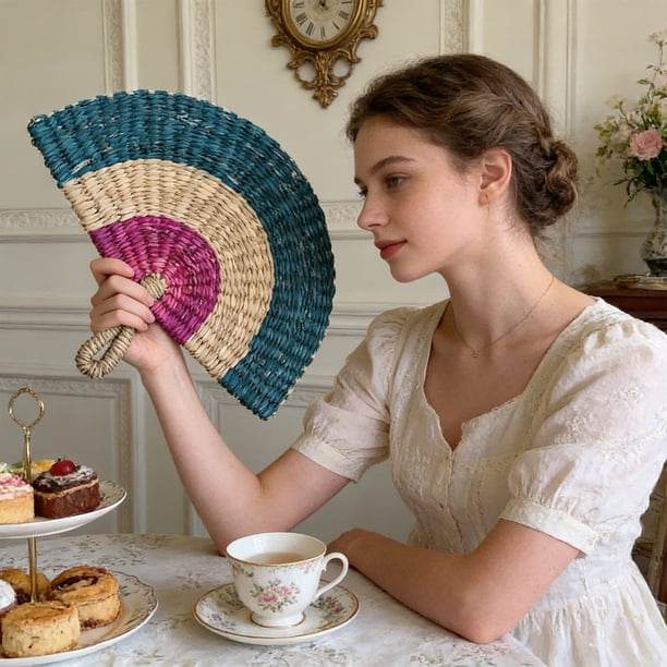 Abanico de Hojas de Palma Tejido a Mano – Abanico Decorativo Color Macaron para Colgar En La Pared, Decorar El Hogar o Ondear.
