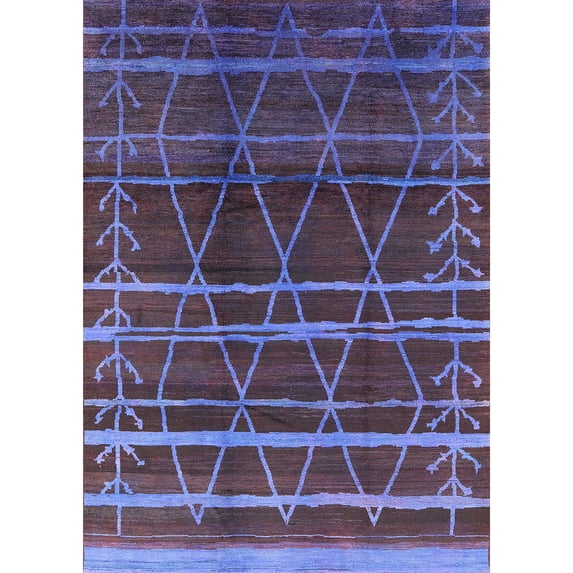 Ahgly Company Indoor Rectangle Mid-Century Modern Plum Purple Oriental Area Rugs, 8' x 12'