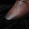 thumbnail image 4 of Men's Crocodile-Embossed Leather Loafers - Slip-On Formal Shoes for Business, & Pointed Toe Casual Footwear Formal Events, 4 of 6