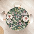 thumbnail image 4 of Ambesonne Floral Fitted Round Tablecloth, Meadow Sunflowers Bluebells, 40"- 44" Diameter, Fern Green Rose and Yellow, 4 of 5
