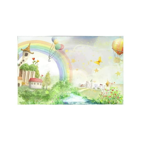 

MKHERT A Magical Landscape with River and Houses Placemats Table Mats for Dining Room Kitchen Table Decoration 12x18 inch Set of 4