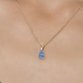 thumbnail image 3 of Gem Stone King 14K Yellow Gold Fancy Blue Zirconia and White Zirconia Pendant Necklace for Women | 10.04 Cttw | Gemstone Birthstone | Pear Shape 9X6MM | With 18 inch Chain, 3 of 6