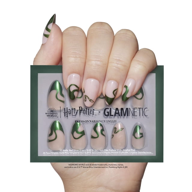 Press On Nails, glamnetic Harry Potter, lengua de perejil, color verde
