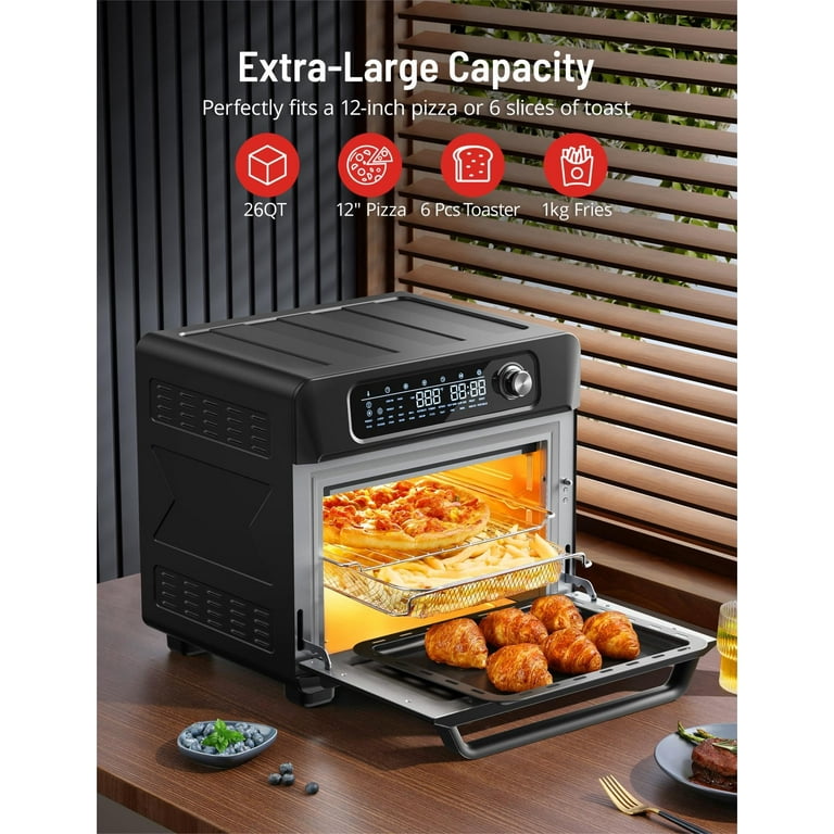 TaoTronics Air Fryer 26 QT Extra Large Capacity Toaster Oven 24 in 1 Combo 1700W Stainless Steel