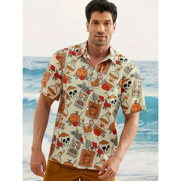 Mens Hawaiian Shirts Sale Clearance Casual Short Sleeve Button Down Beach Shirts Multicolor XL
