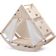 8 in 1 Pikler Triangle Set with Slide Arch Climber Rocker, Montessori Kids Climbing Toys, Indoor Playground Jungle Gym for Kids, Natural