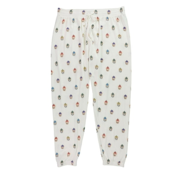 P.J. Salvage Womens French Bulldogs Pajama Jogger Pants, White, Plus Size, 1X
