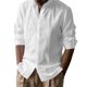 thumbnail image 2 of Blusa y camisa de manga larga con cuello alto para hombre, color liso y lino, camisa de manga larga con cuello alto y ventilación, blusa para hombre, blusa de algodón y lino, 2 of 9