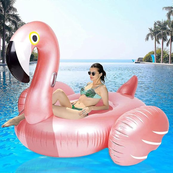 Giant Inflatable Flamingo Ride On Pool Float,blow Up Pool Floatie With Fast Valves Swimming Floating Raft, Lounge, Summer Party Decorations Toys For K_Perfect Gift