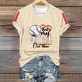 thumbnail image 6 of Beige Womens Blouses Women's Baseball Season Solid Color Sports Top V Neck Loose Short Sleeved Shirt Ladies Tops and Blouses, 6 of 6