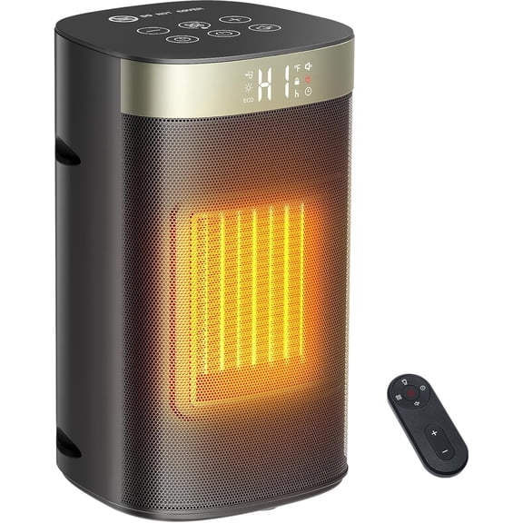 KNDKO 1500W Portable Space Heater, Fast Heating & Energy Saving Electric Heater with Remote for Indoor Use, 5 Modes Adjustable Thermostat 24H Timer, Safe Quiet for Bedroom Office Home Use