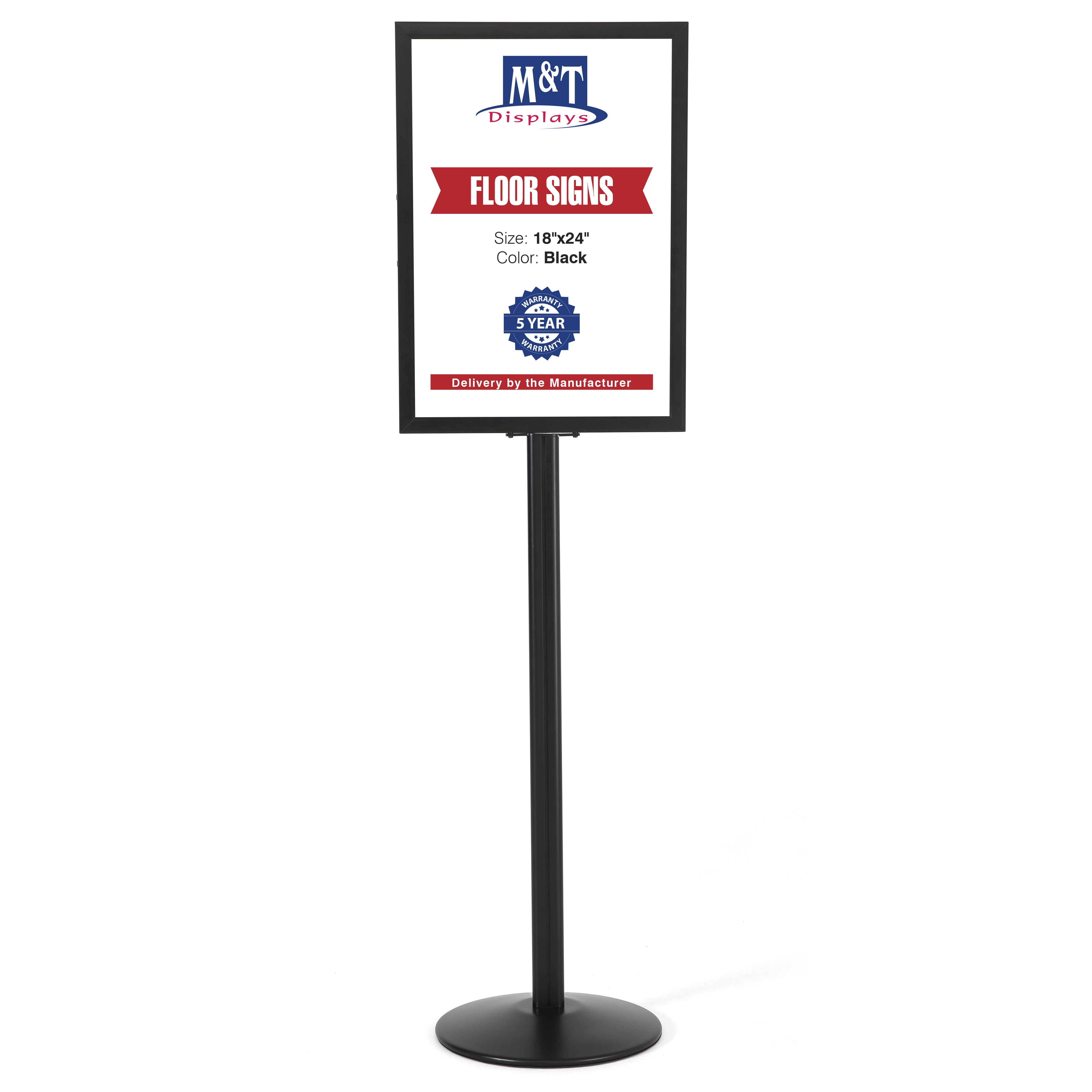 HUAZI Sign Holder Pedestal Sign Stand 8.5x11 inches with Base for Floor Vertical & Horizontal View Displayed,Snap-Open Frame with Safety Corner Outdoor,2 Pack 
