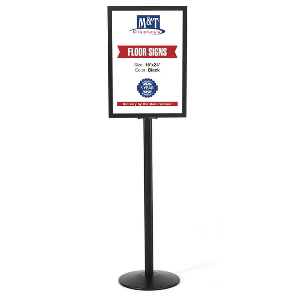 M&T Displays Sign Holder Stand, Black 18x24 Inch Poster Frame Double