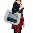thumbnail image 2 of Landscape Shopping Bag, Hills Under Cloudy Sky with the Reflection of Moon Vivid Landscape Print, Eco-Friendly Reusable Bag for Groceries Beach and More, 15.5" X 14.5", Cream, by Ambesonne, 2 of 2