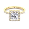 thumbnail image 2 of Elmira - Moissanite Princess Cut Lab Diamond Engagement Ring With PavÃ© Sidestones & Halo, 2 of 4