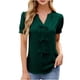 thumbnail image 1 of Tops de Color Sólido para Mujeres Manga Corta V-Cuello Correa Suéter Casual Top 95% Poliéster 5% Spandex, Nueva Blusa de Moda para el Uso Diario, 1 of 8