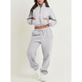 thumbnail image 3 of Liacowi Women Sweatsuits Sets 2 Piece Outfits Solid Color 1/2 Zipper Cropped Hoodie Sweatshirt and Sweatpants Long Joggers Streetwear, 3 of 9