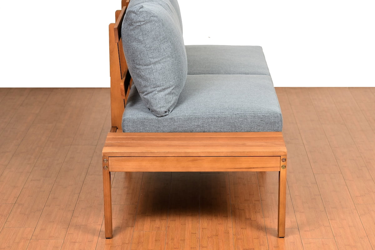 Amazonia Giffo 3 Pieces Teak Patio Conversation Set W/Gray Cushions
