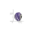 thumbnail image 3 of FB Jewels Sterling Silver Reflections Italian Purple & White Stripes Glass Bead, 3 of 3